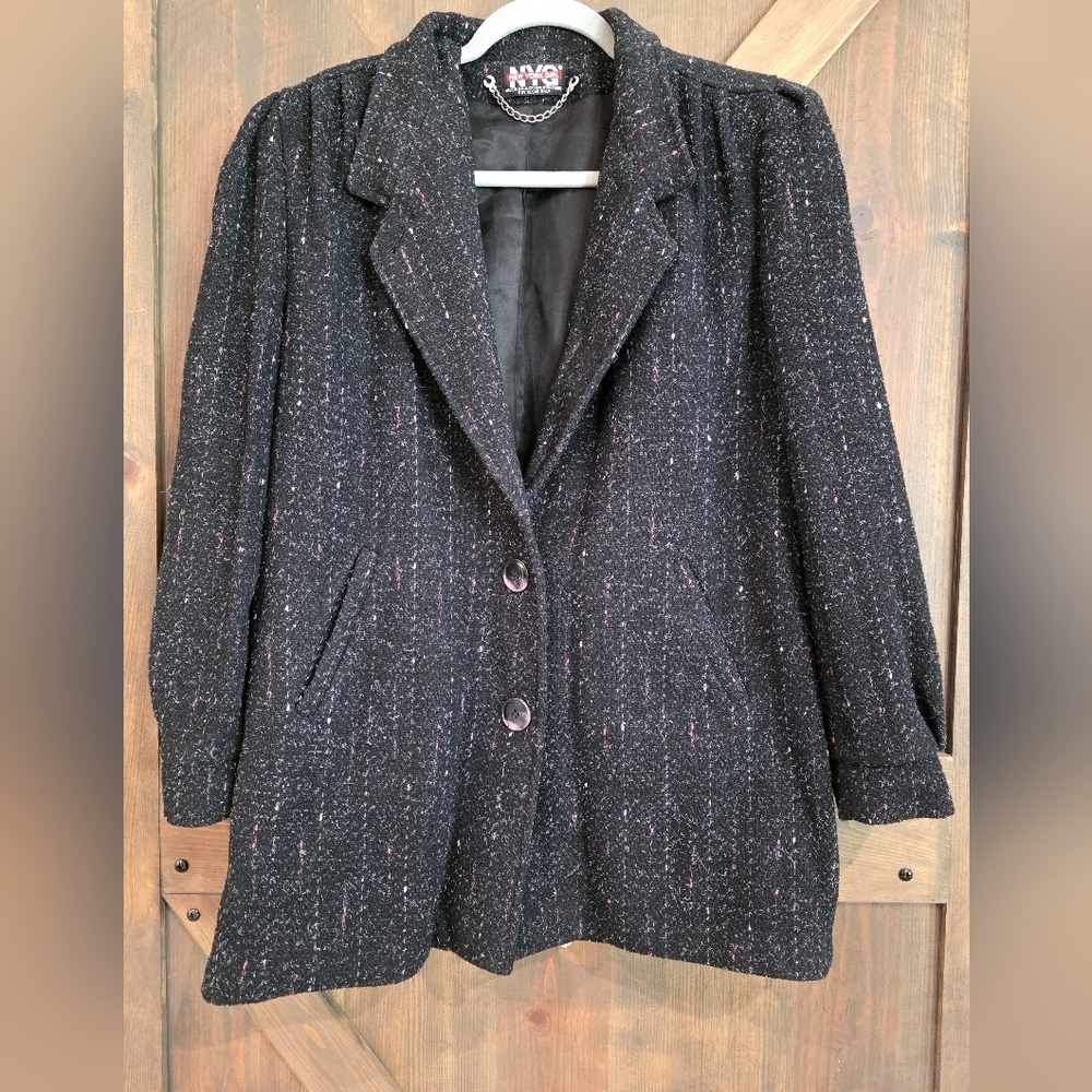NYG Vintage Women’s Wool Blazer Style Button Cocoon Coat Size 8